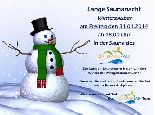 Plakat Lange Saunanacht Januar 2014