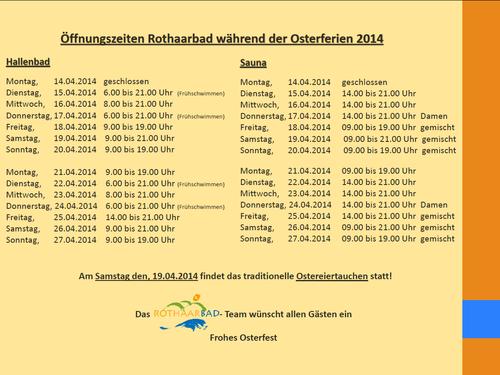 &Ouml;ffnungszeiten Osterferien
