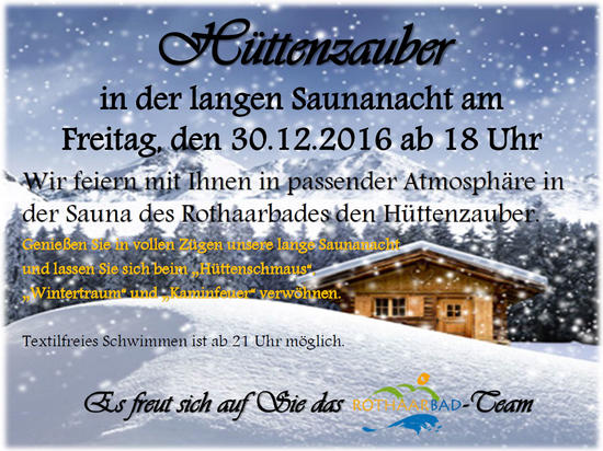 Bild vergr&ouml;&szlig;ern: Lange Saunanacht Dezember