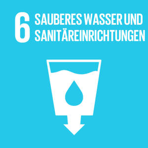 Bild vergrößern: Logo des sechsten Ziels für nachhaltige Entwicklung: sauberes Wasser und Sanitäranlagen. Dieses stellt ein Piktogramm eines Wasserglases dar.