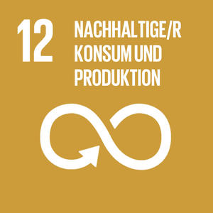 Bild vergrößern: Logo des zwölften Ziels für nachhaltige Entwicklung: Nachhaltiger Konsum und Produktion. Dieses stellt ein Piktogramm des Unendlichkeitszeichens dar.