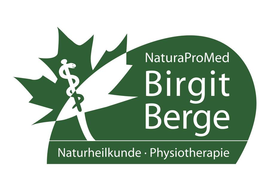 Bild vergrößern: Im Bild sieht man das Firmenlogo der Praxis NaturaPromed Birgit Berge. Die Schriftzüge sind in weiss abgebildet und der Hintergrund des Logos in dunkelgrün.
